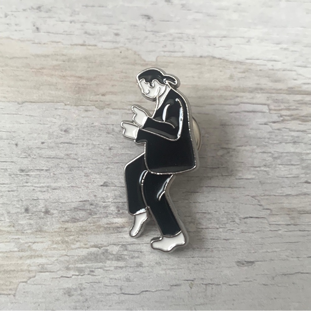 John Travolta Moonwalk Enamel Pin Collectible Black White NEW